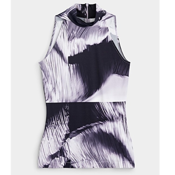 NWT Paul Smith DIGITAL PRINT MOCK NECK SLEEVELESS TOP PURPLE -M - Picture 1 of 10